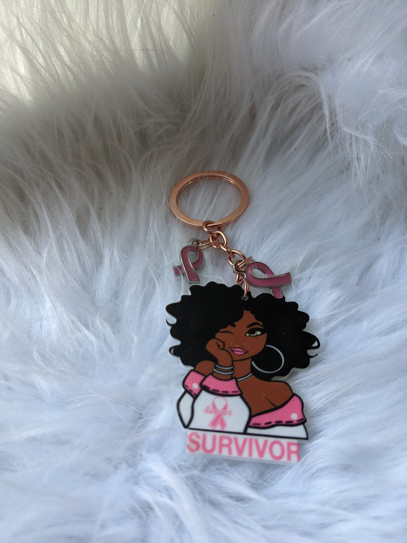 Pink Survivor Keychain