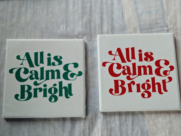 4pc All is Calm and Bright Coaster Set